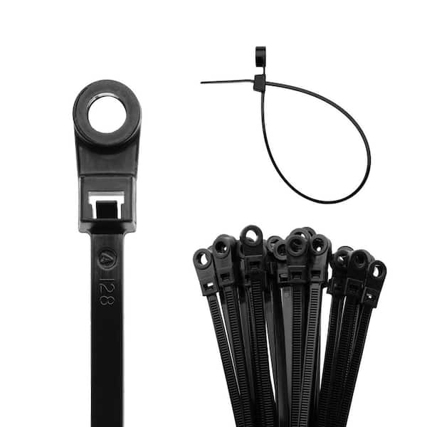 7 in. Contractor Series Mounting Hole UV Cable Tiesin Black (100-Piece)