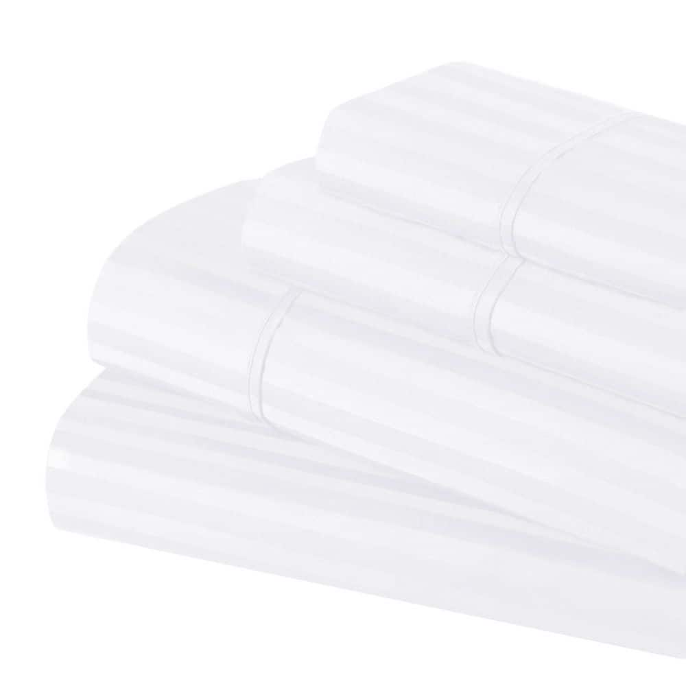 400 Thread Count 4-Piece White Striped Egyptian Cotton Twin XL Deep Pocket Sheet Set price history on PriceWatchPro