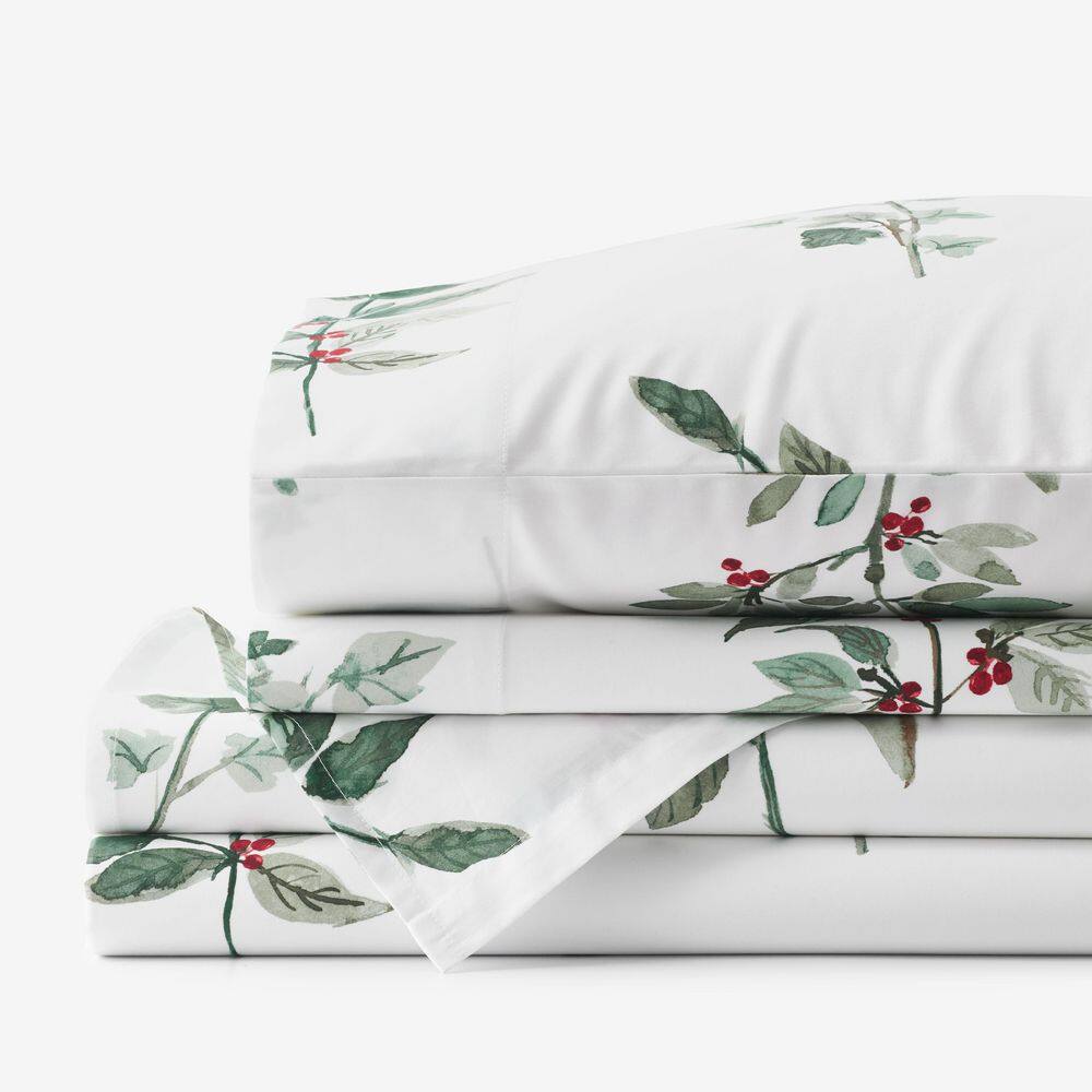 Company Cotton Floral Berry Green Sateen Queen Sheet Set price history on PriceWatchPro