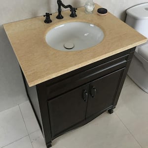 Sereno 30 in. W x 22 in. D x 36 in. H Single Vanity in Sable Walnut with Marble Vanity Top in Cream with White Basin