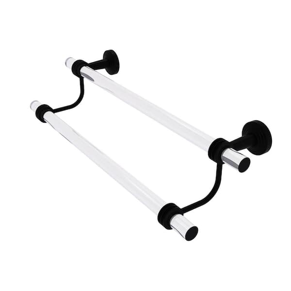Allied Brass Pacific Beach Collection 18 in. Double Towel Bar with Dotted Accents in Matte Black