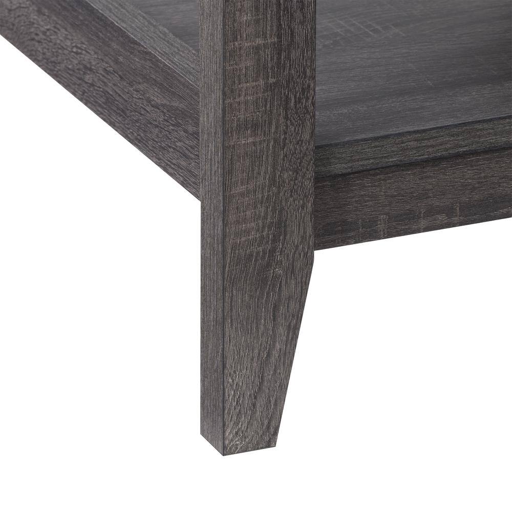Mid-Century Dark Gray Wood Square Side Table with Shelf