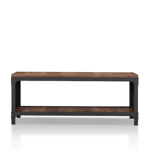 Anselme 19 in. H x 47 in. W. 6-Pair Reclaimed Oak Open Shelf Shoe Storage Bench