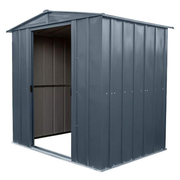 Arrow 6 ft. x 5 ft. Grey Metal Storage Shed With Gable Style Roof 27 Sq. Ft.