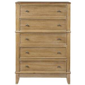 Natural 5-Drawer Chest for Bedroom Living Room, Solid Wood Dresser With 5 Drawers (29 in. W x 17.3 in. D x 46 in. H)