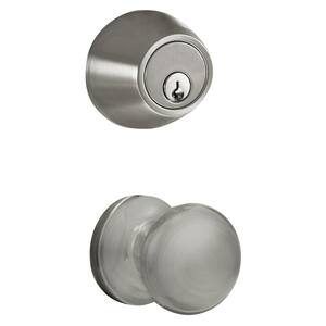 Satin Nickel Keyless Entry Electronic Deadbolt and Knob Handleset with RF Remote Control