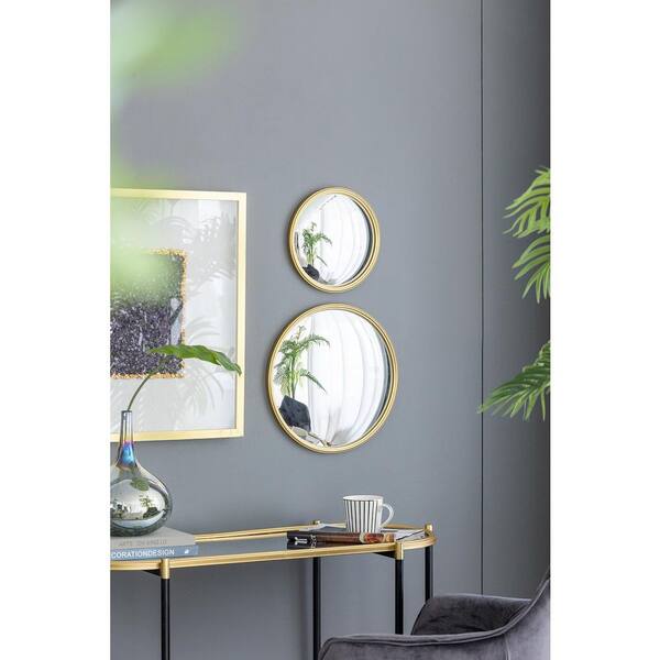 10.4 in. x 1.2 in. x 10.4 in. Gold Round Features Convex Mirror