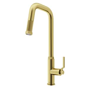 Hart Angular Single Handle Pull-Down Spout Kitchen Faucet in Matte Brushed Gold