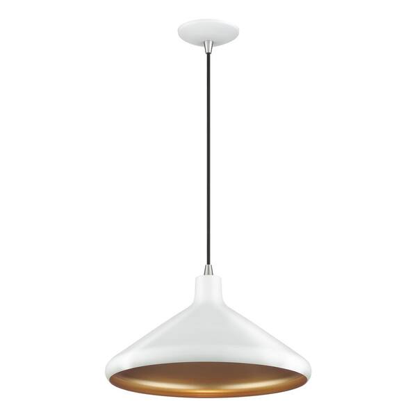 Livex Lighting Geneva 1-Light White Pendant Light with Metal Shade
