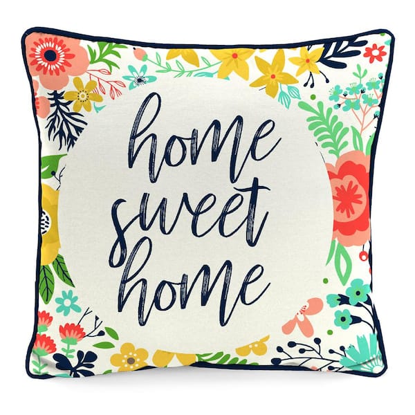 Jordan Manufacturing 16 in. L x 16 in. W x 4 in. T Outdoor Throw Pillow in Home Sweet Home
