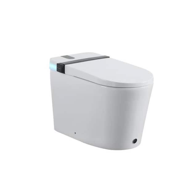 Smart Bidet Toilet 1.28 GPF in White with Oval Heated Seat, Auto Flush, LED Display, Bubble Wash, Remote Control