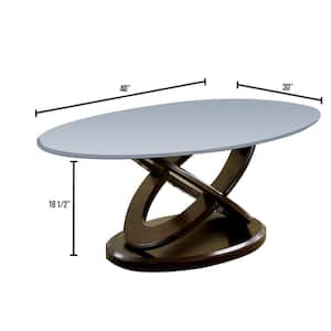 Atwood II 48 in. Dark Walnut/Gray Large Oval Glass Coffee Table