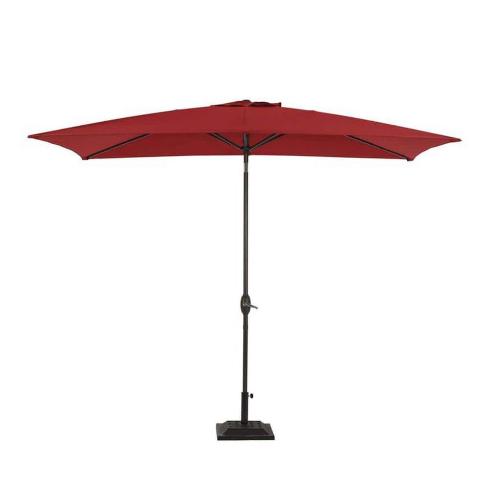 6.5 ft. x 10 ft. Aluminum Market Push-Button Patio Umbrella in Red