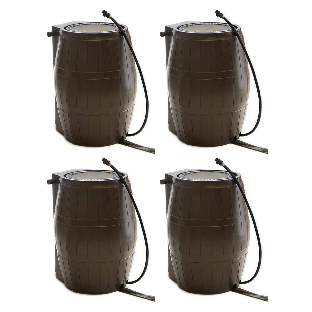 FCMP Outdoor 45Gallon BPA Free Home Rain Water Catcher Barrel, Brown