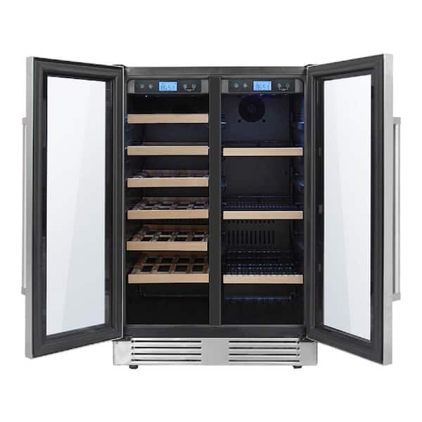 24 in. 21-Bottles and 95-Cans Indoor Independent Dual Zone Wine Beverage Center