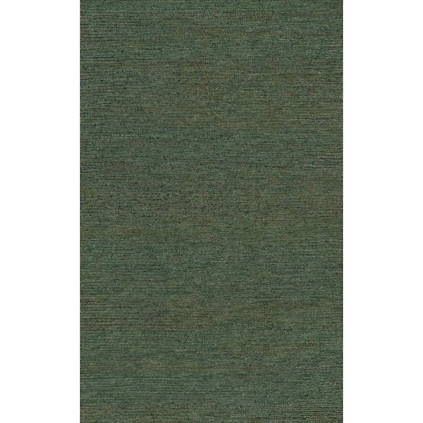 Griffin Rustic Farmhouse Woven Jute Solid Green 4 ft. x 6 ft. Area Rug