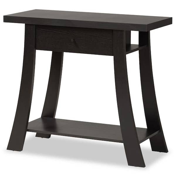 Baxton Studio Herman 35.4 in. Rectangle Dark Brown Wood Console Table