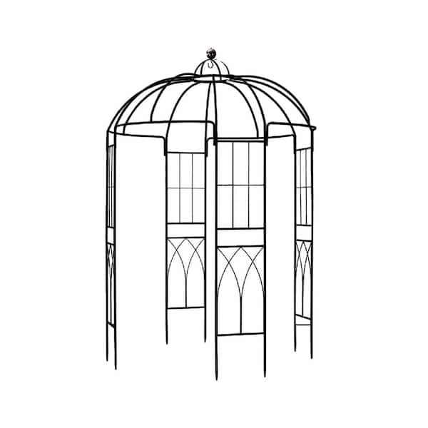 106.7 in. x 81.5 in. Iron Birdcage Style Arbor Durable Outdoor Metal Gazebo Trellis for Climbing Plants Garden Decor