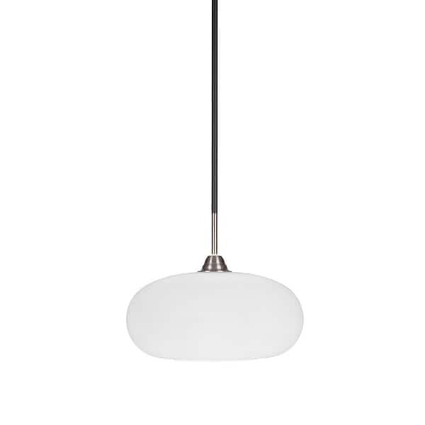 Unbranded Madison 100-Watt 1-Light Matte Black and Brushed Nickel Bowl Mini Pendant Light with Glass Shade