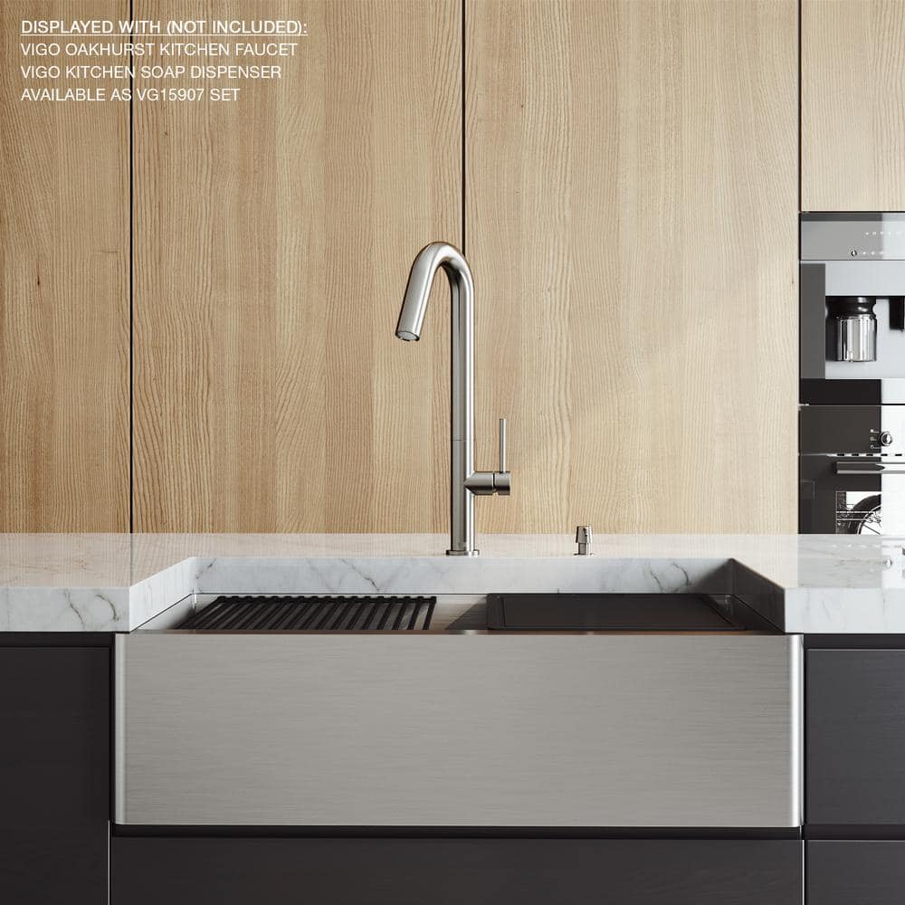 Oxford 33" Stainless Steel Farmhouse Single Bowl Kitchen Sink Workstation