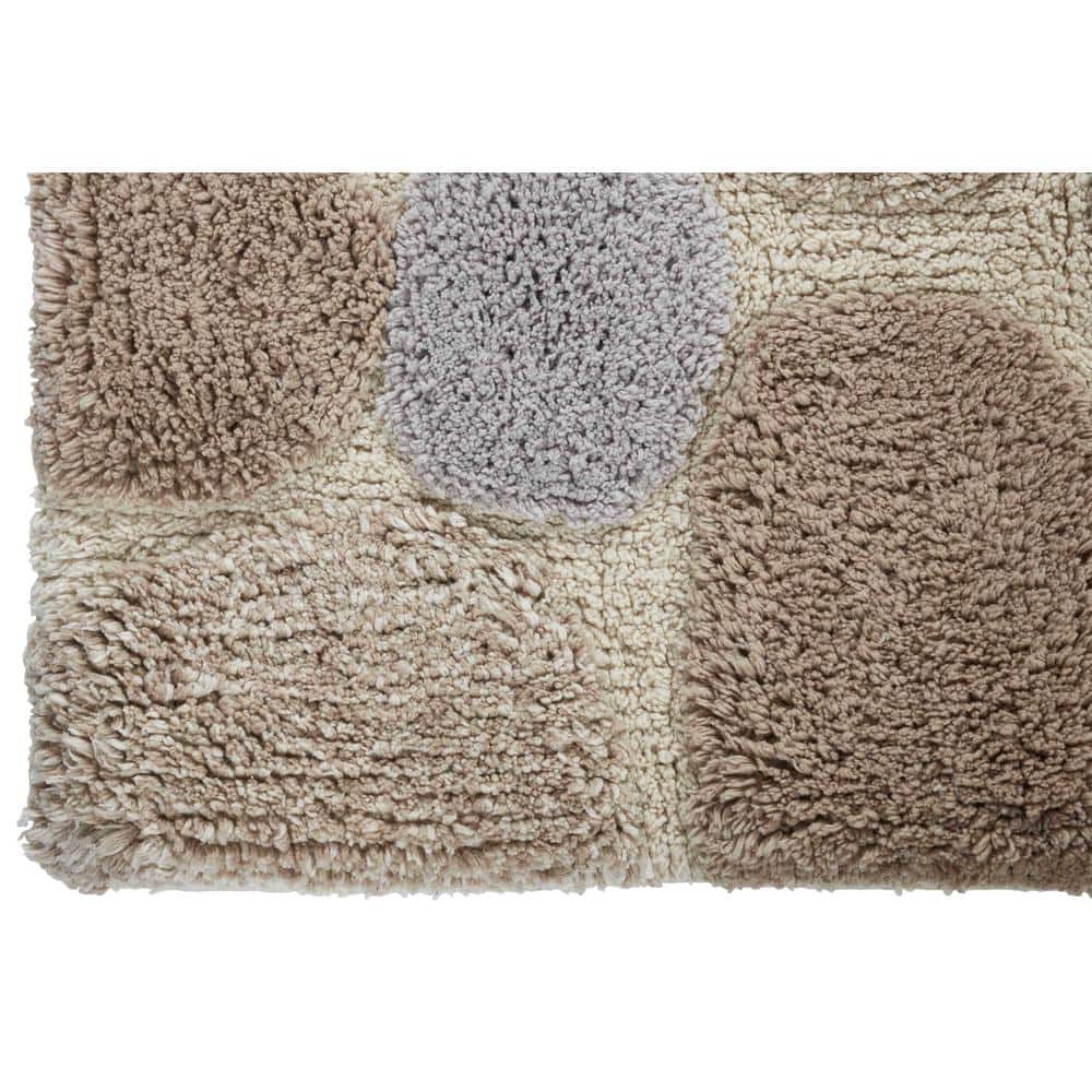 Amethyst Cotton Pebble Pattern Bath Rug Set with Non-Slip Backing