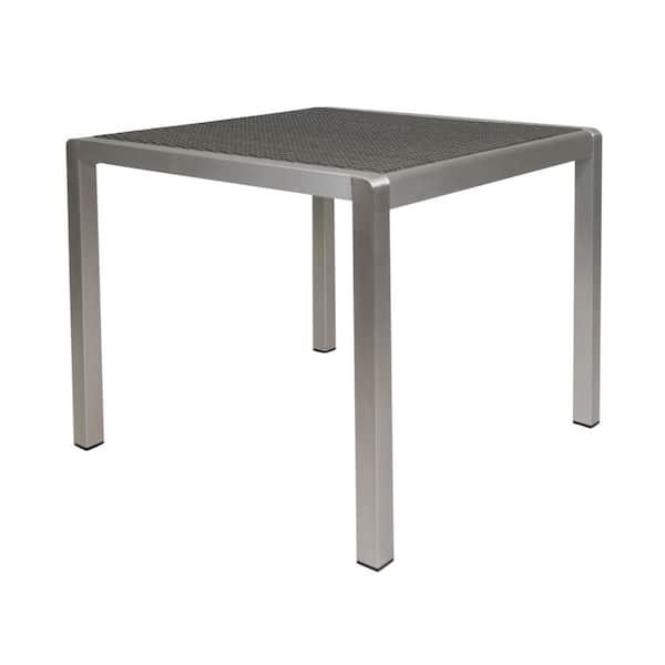 ECOCHIC SPACES INC Silver & Gray Aluminium Outdoor Dining Table with Wicker Table Top, Weather Resistance, Durable Frame & 300lbs Capacity