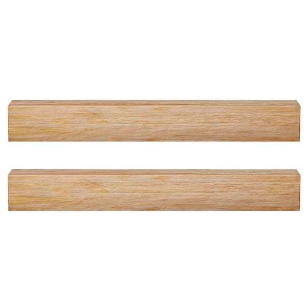 HOMEIBRO 70 in. W x 8 in. D Natural Wood Decorative Wall Shelf (Set of 2)