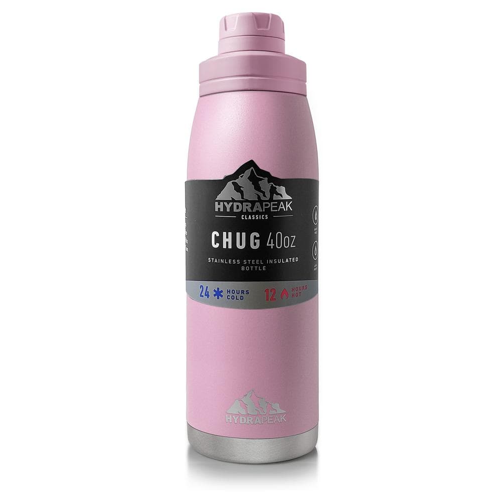 HYDRAPEAK Active Chug 40 oz. Pinkl Triple Insulated Stainless Steel Water  Bottle HP-Chug-40-Pink - The Home Depot