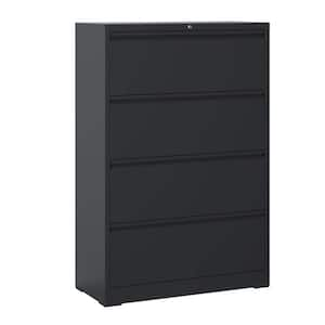 4-Tier Metal Storage Cabinet Locker with 4 Drawers in Black