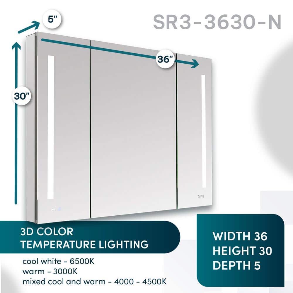 Signature Royale 36" x 30" Aluminum LED Medicine Cabinet