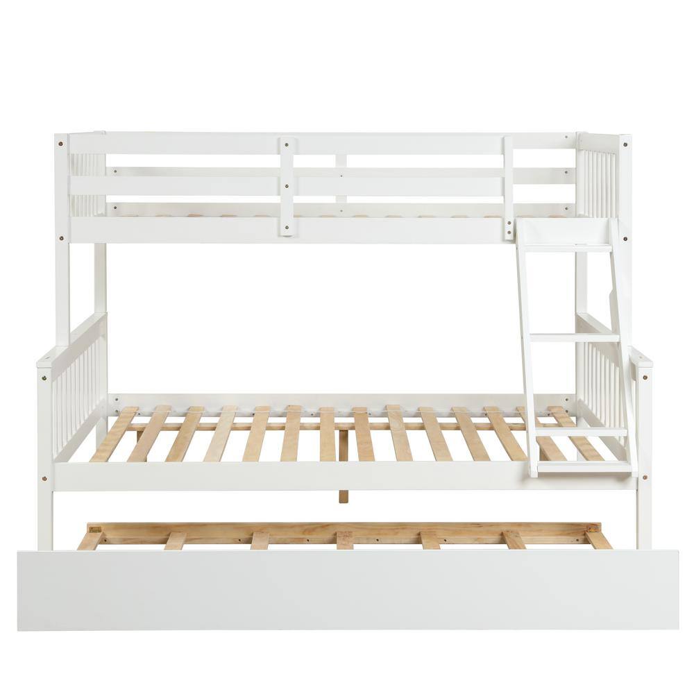 White Twin Over Full Bunk Bed with Trundle LC-952758 - The Home Depot