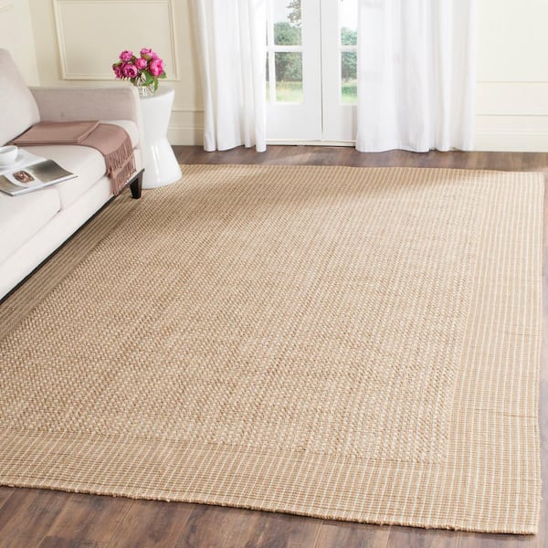 Natural Fiber Ivory/Beige 8 ft. x 8 ft. Square Border Area Rug