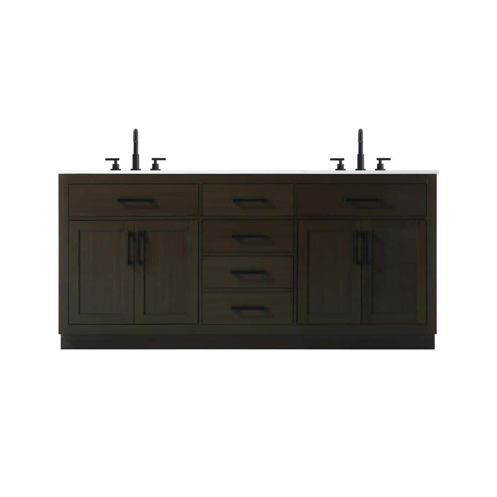72 in. Double Sink Mocha Brown Bath Vanity with White Engineered Marble Top price history on PriceWatchPro