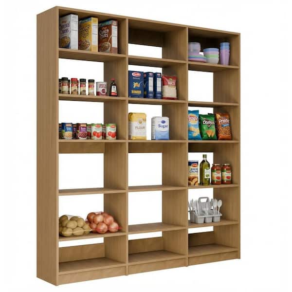 Alto Pantry Collection 111 in. W Oak Wall Mounted 3-Shelf Towers Wood Closet System