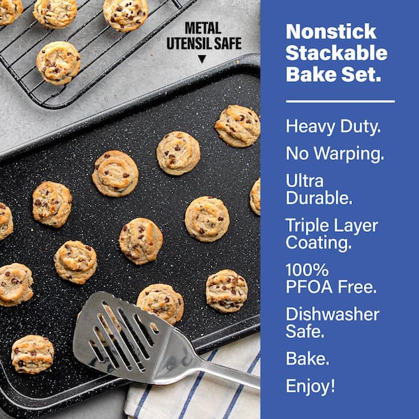 Cooking Light Heavy Duty Nonstick Bakeware Carbon Steel Baking Sheet or  Cookie Sheet with Quick Release Coating, Manufactured without PFOA,  Dishwasher