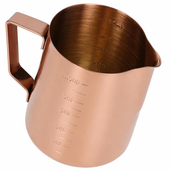 550 ml Rose Gold Stainless Steel Milk Frothing Pitcher with Scale Coffee Latte 3.5 x 4.5 in. Cup