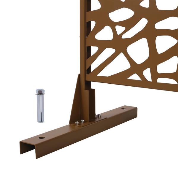 4 ft. x 6.3 ft. Brown Steel Outdoor Privacy Screen Freestanding