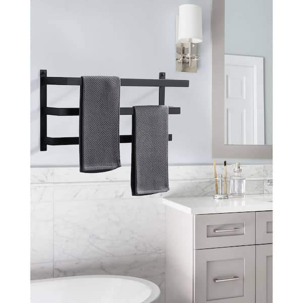 24 in. Stainless Steel Wall Mounted Triple Towel Rack in Matte Black
