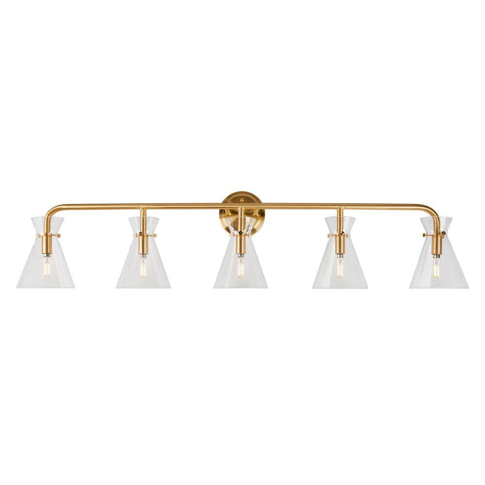 Beaker 5-Light Soft Gold Bath Vanity Light with Clear Glass price history on PriceWatchPro