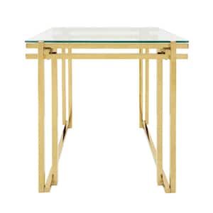 24 in. Gold Square Glass Accent Table