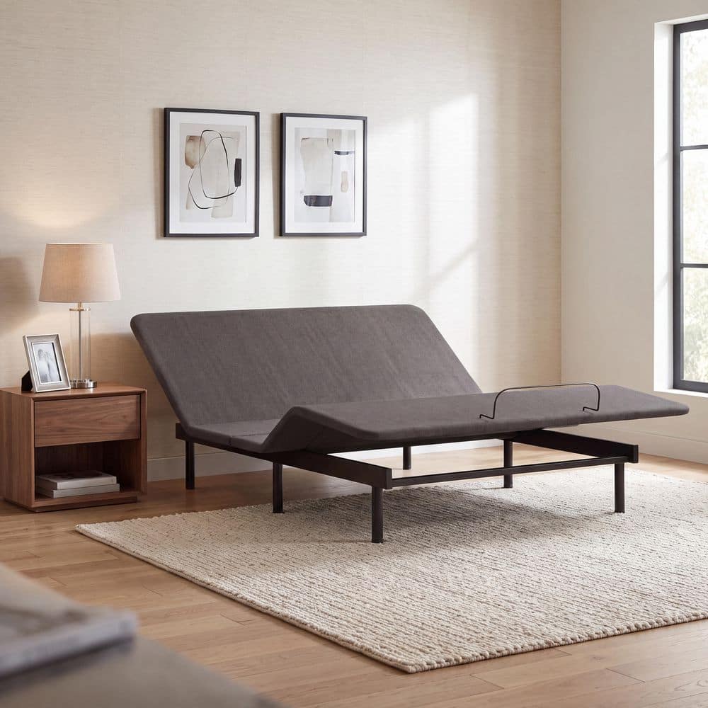 Head/Foot Model - Good Gray Metal Frame California King Platform Bed with USB Ports and Wireless Remote