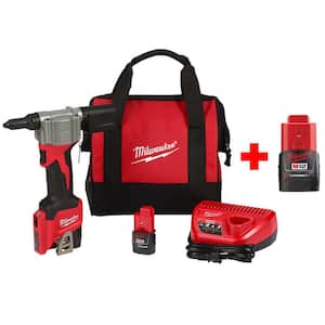 M12 12-Volt Lithium-Ion Cordless Rivet Tool Kit with Free 2.0 Ah Battery