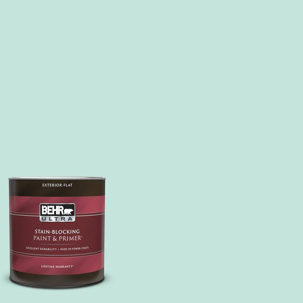 BEHR ULTRA 1 Qt. #MQ3-19 Misty Isle Flat Exterior Paint & Primer 485004 ...