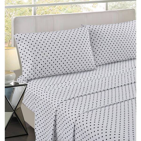 Sara B. Santa Monica 4-Piece White Geometric 300 Thread Count Cotton Queen Sheet Set