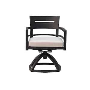 Ember Black Aluminum Outdoor Rocking Chair with Beige Sunbrella Fabric Cushions (2-Pack)