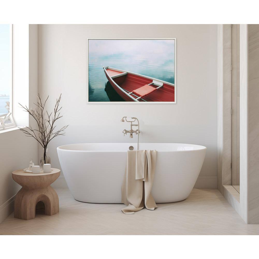 Sylvie Red and White Framed Canvas Landscape Wall Art, 28" x 38"