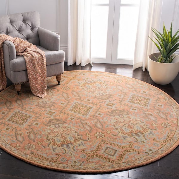Wyndham Terracotta 5 ft. x 5 ft. Round Floral Area Rug
