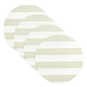 Basic Cabana Stripe 15 in. Green and White Polyester Indoor/Outdoor Placemat (Set of 4)