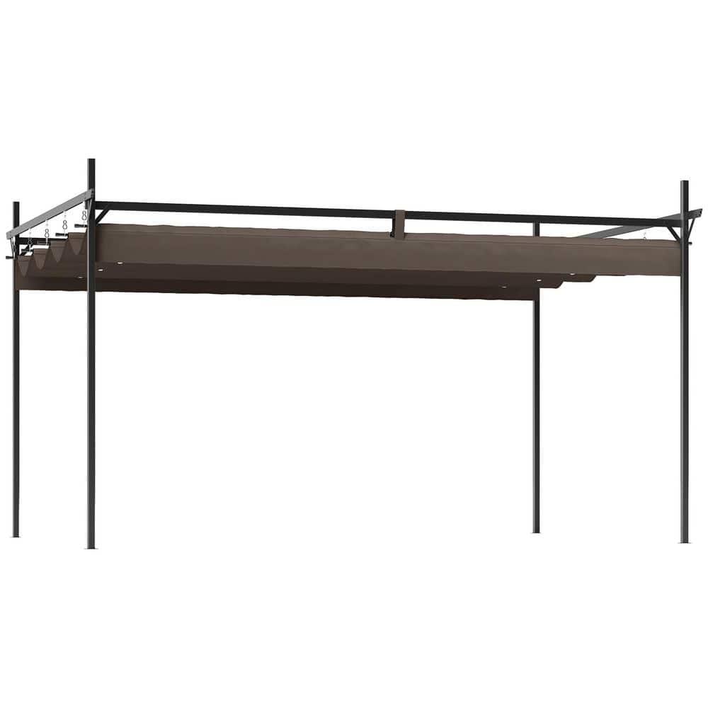 10 ft. x 13 ft. Retractable Pergola Canopy, Metal Outdoor Pergola, Brown