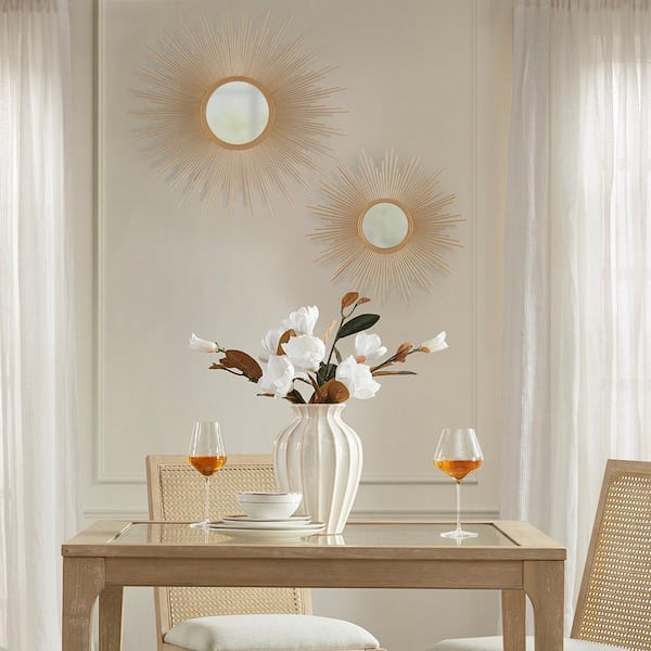 Unbranded 29.50 in. W x 0.98 in. H Round Frame Gold Sunburst Beautiful, Elegant Wall Decor Mirror to Hang Bedroom Decoration